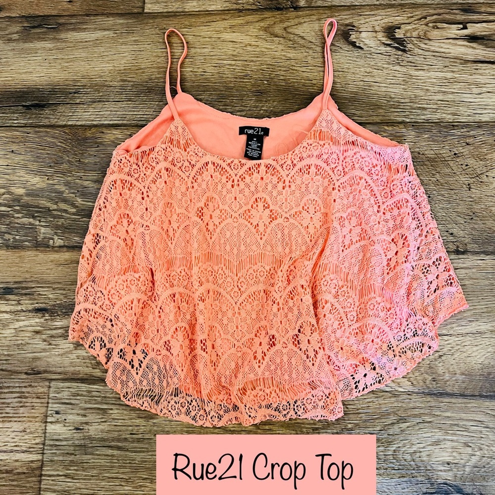 Rue21 FLOWY Coral Lace Summer Crop Top